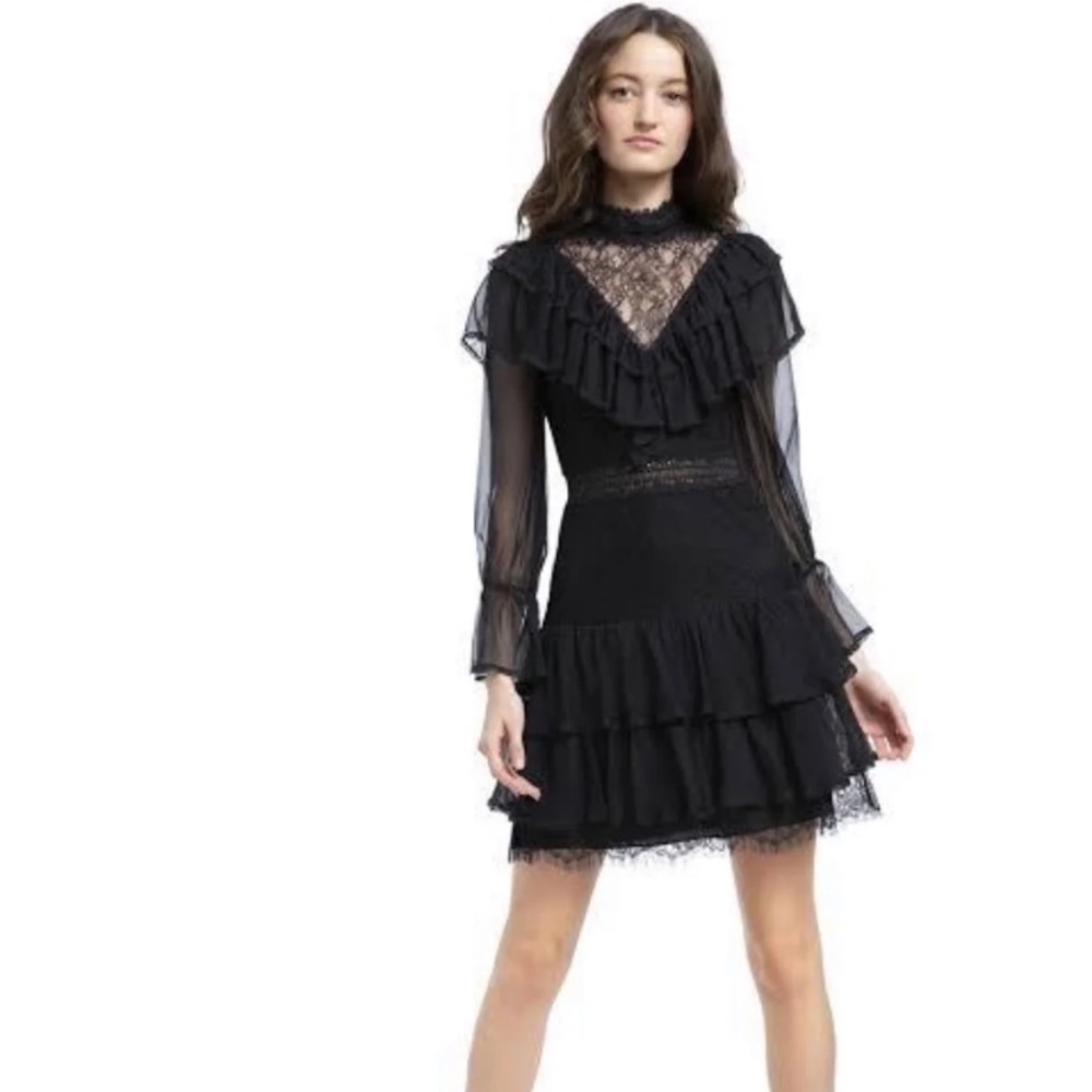 alice and olivia little black dress Wednesday addams look